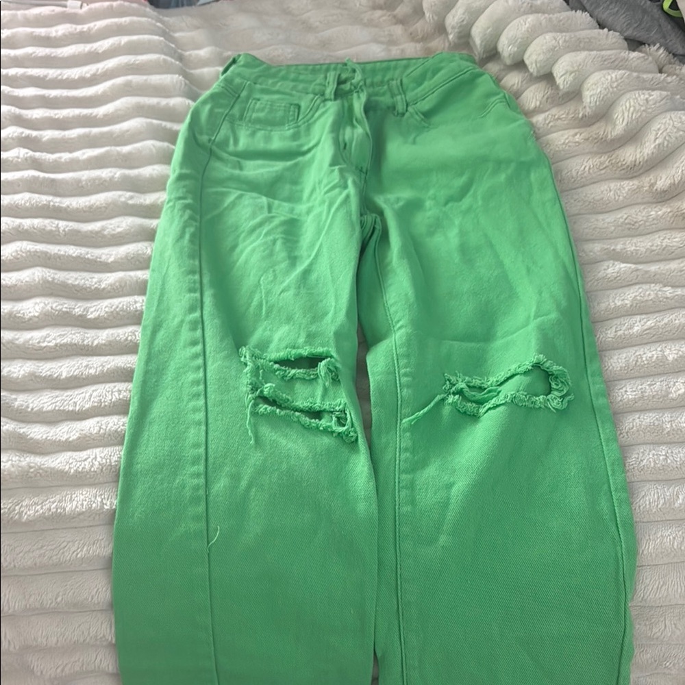 Green Distressed Jeans
